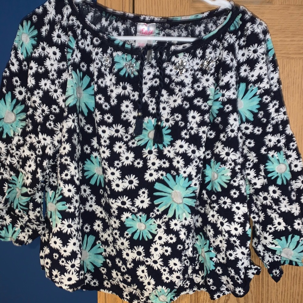 Black and Blue flower blouse
